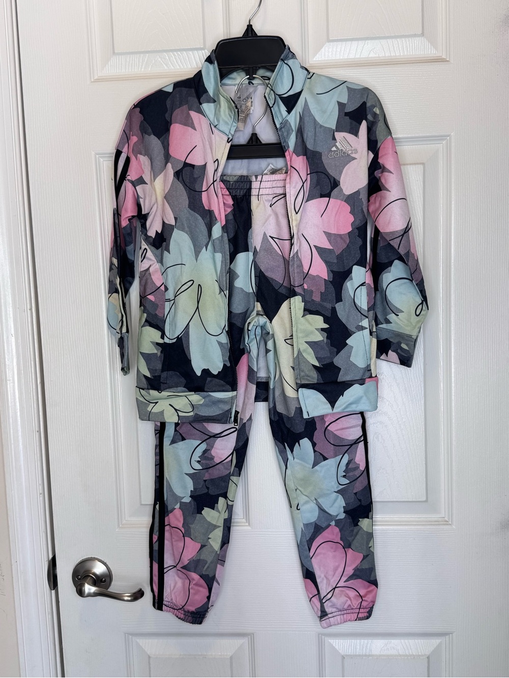 adidas Kids Floral Track Jacket & Pants – Pink, Mint, Navy